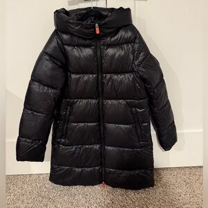 SAVE THE DUCK Black and Orange Puffer Jacket